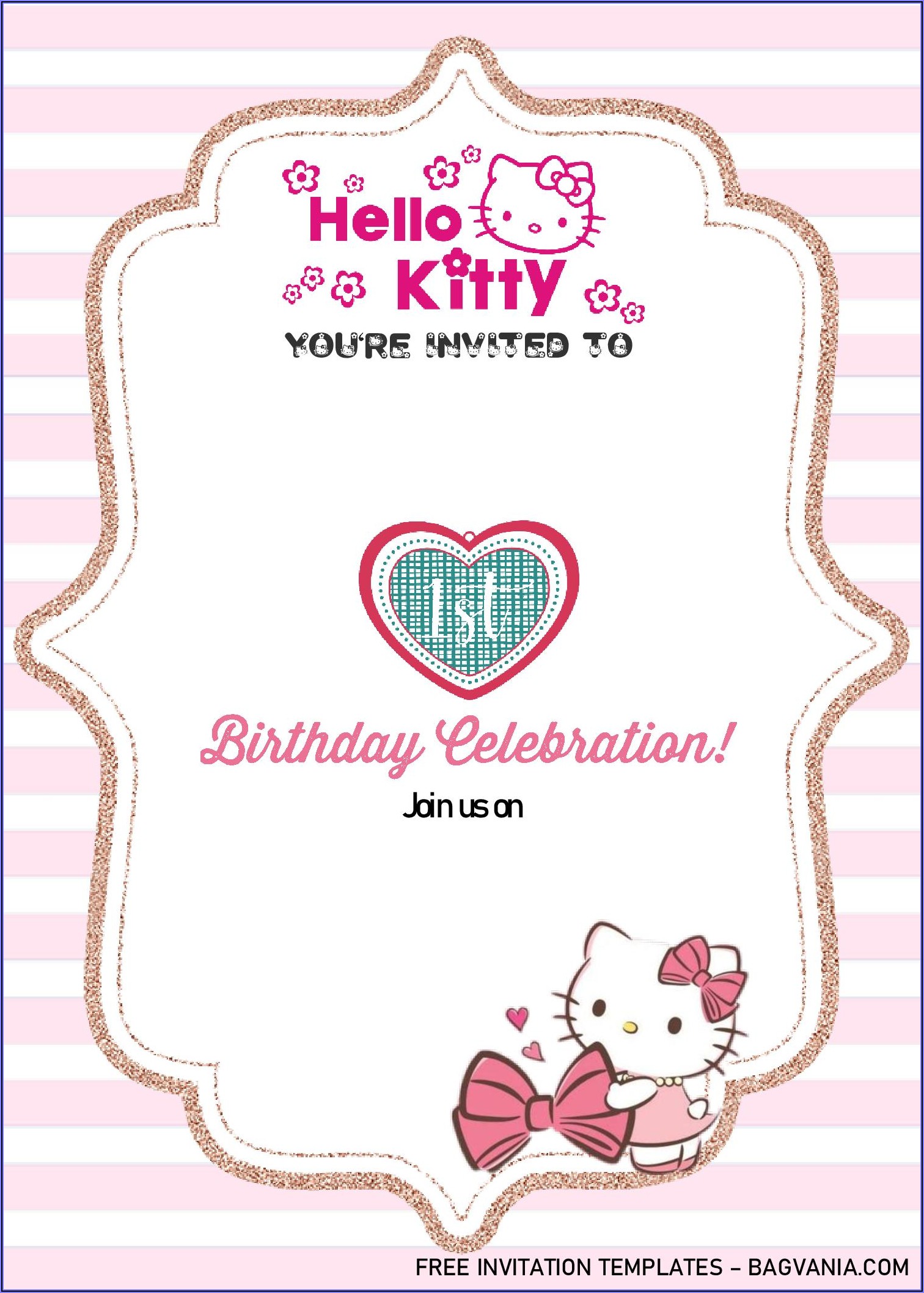 Hello Kitty Editable Invitation Templates