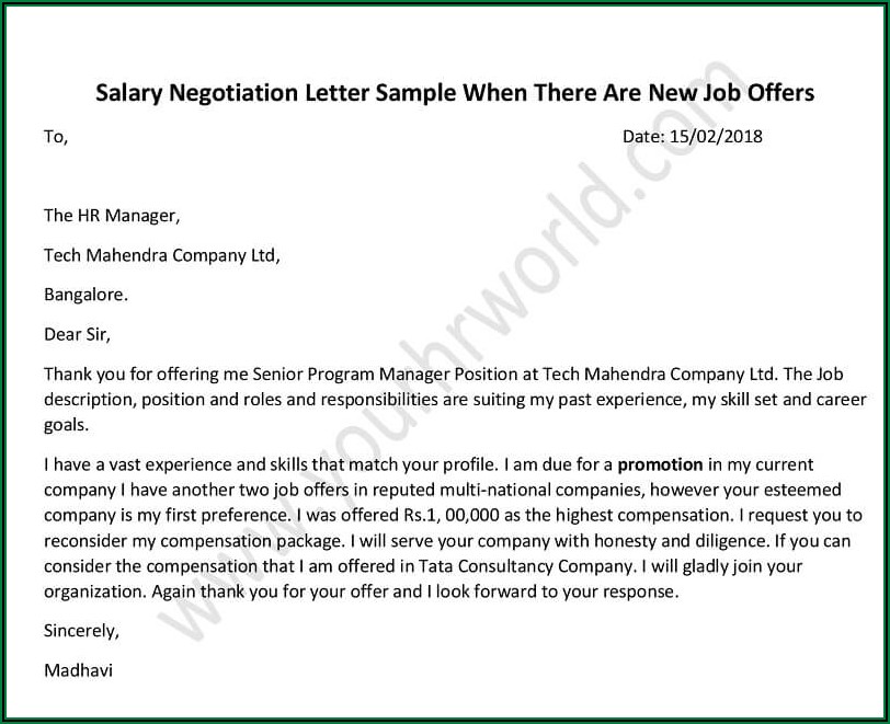 Job Offer Negotiation Letter Sample Pdf