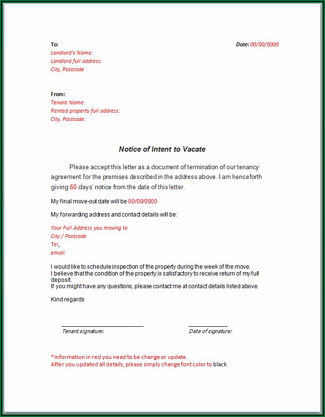 Landlord Notice To Quit Letter Template Uk