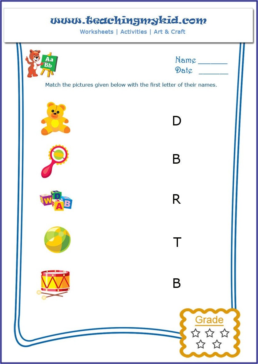 Letter Matching Preschool Worksheet
