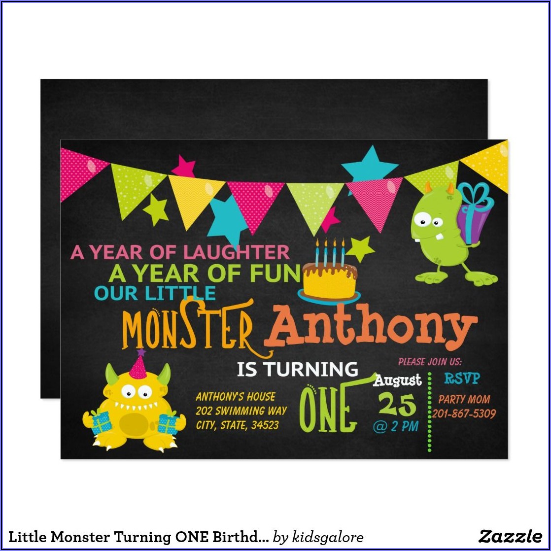 Little Monster First Birthday Invitations