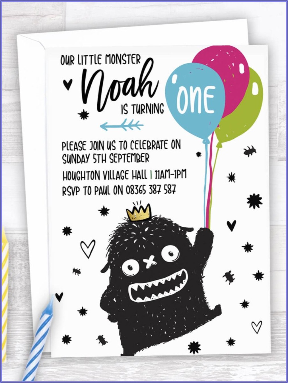 Little Monster First Birthday Party Invitations