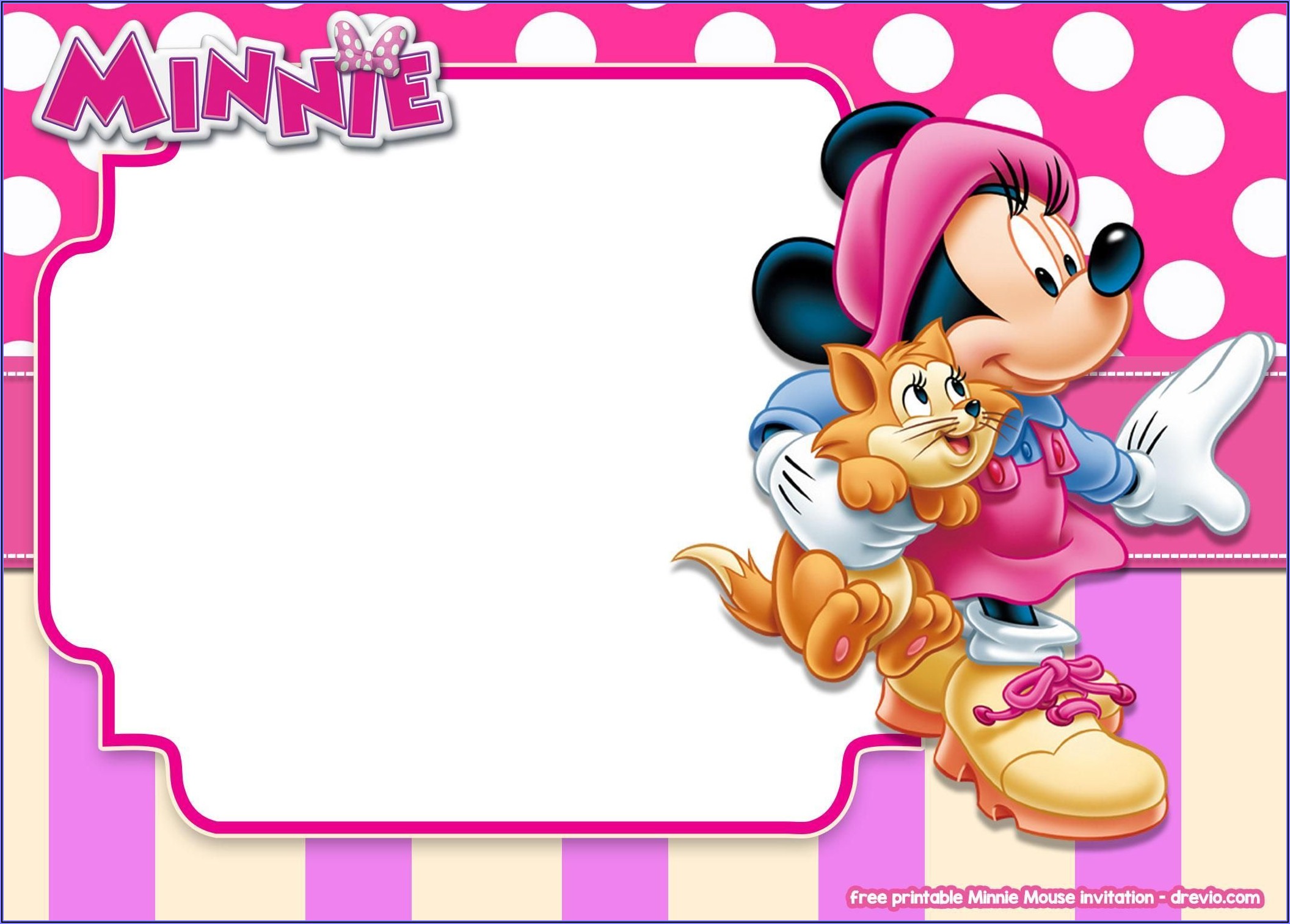 Minnie Mouse Pink And Gold Invitation Template