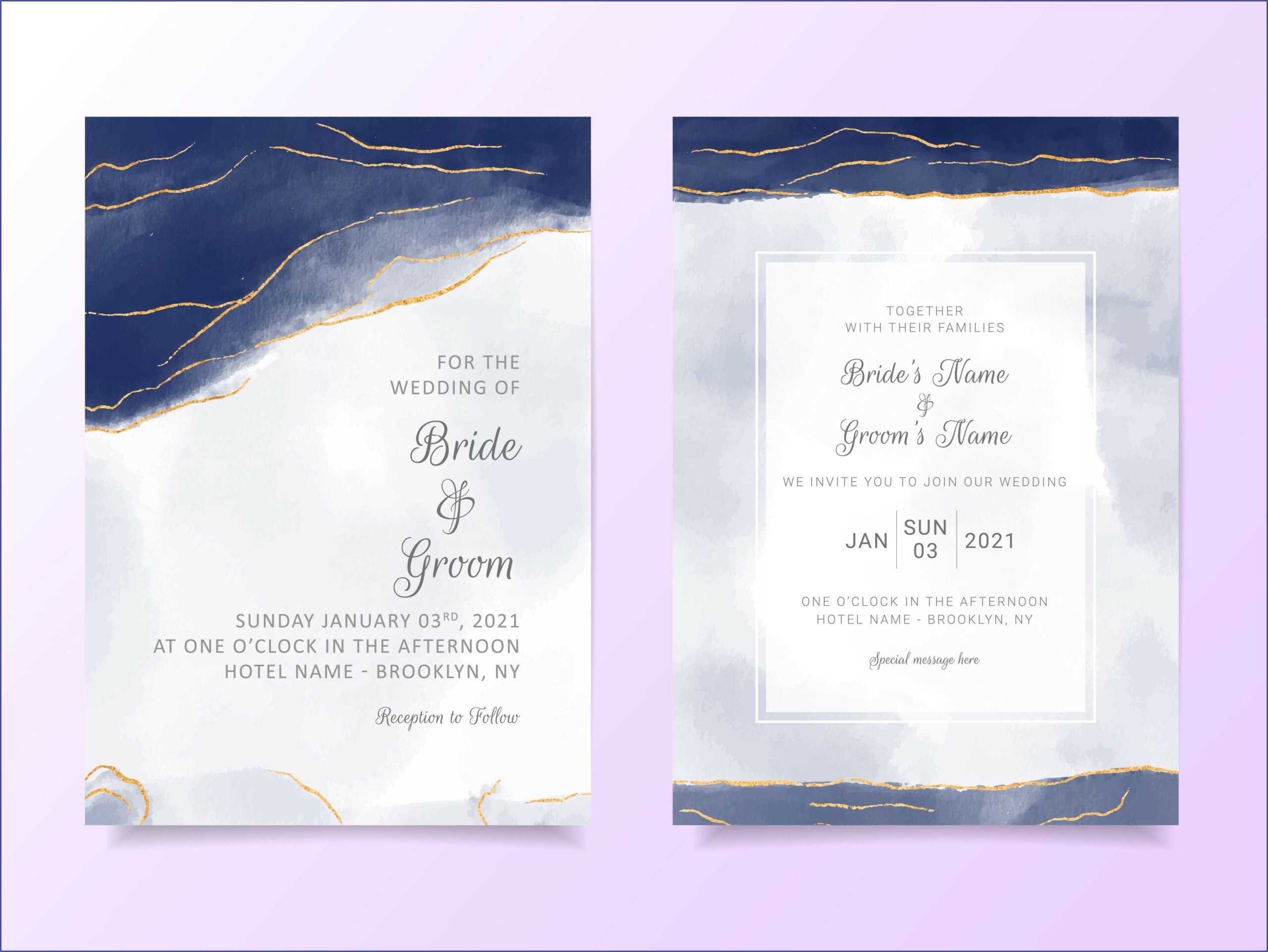 Navy Blue Wedding Invitation Cards