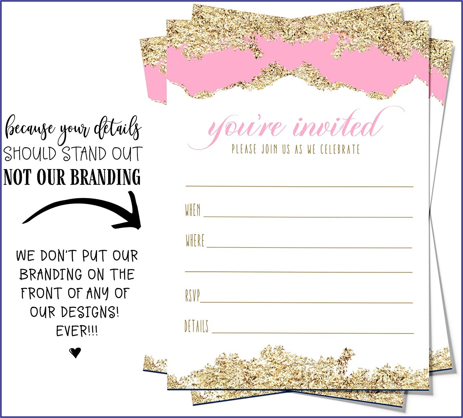 Pink And Gold Invitations