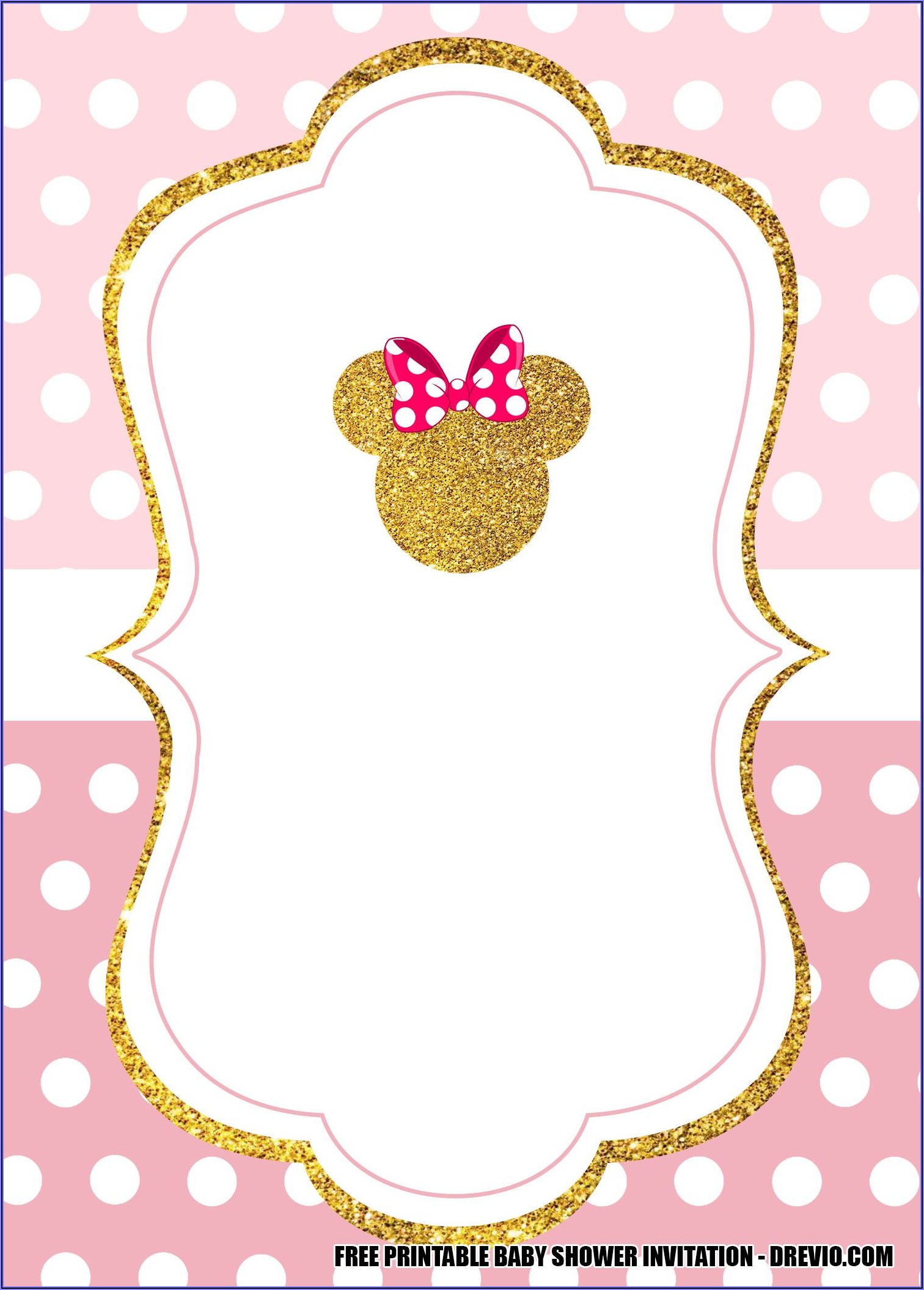 Pink And Gold Minnie Mouse Invitations Free