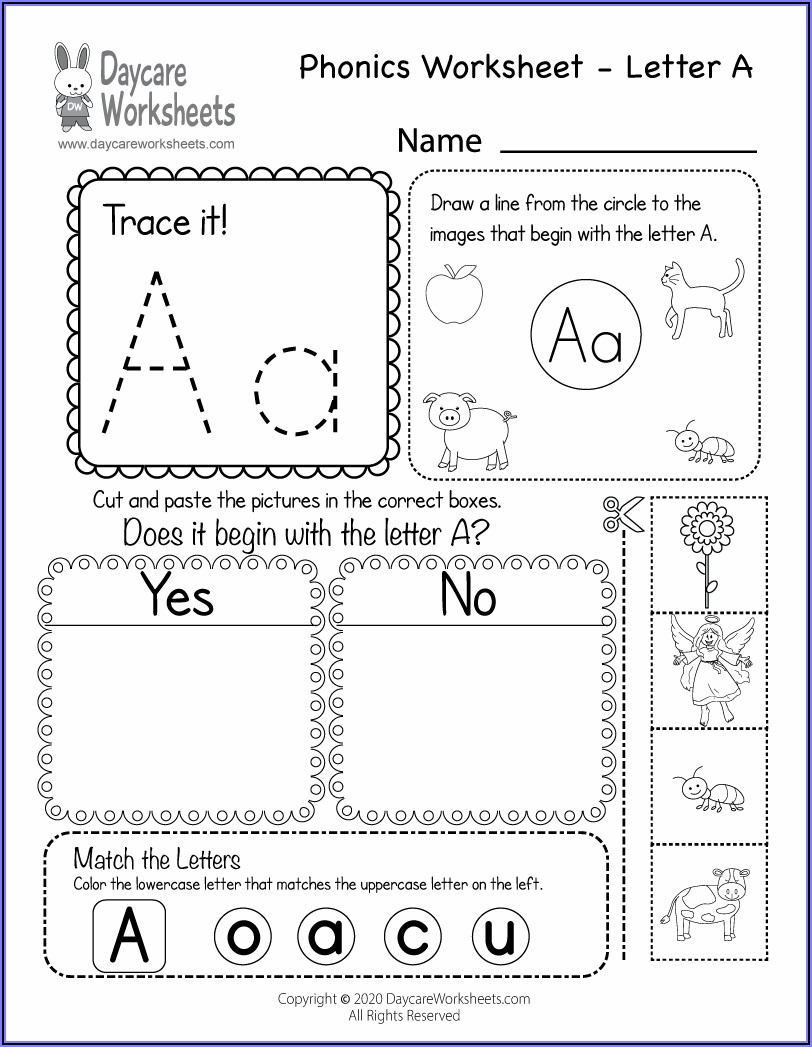 Preschool Worksheet For Letter A