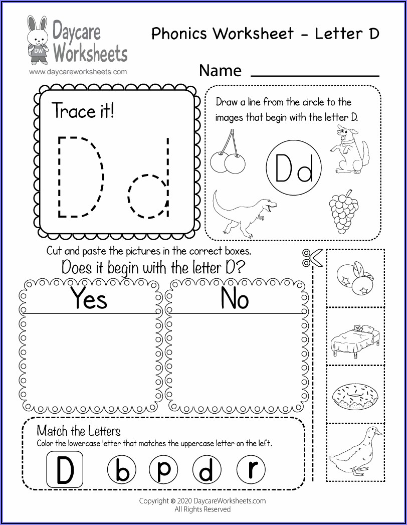 Preschool Worksheet For Letter D