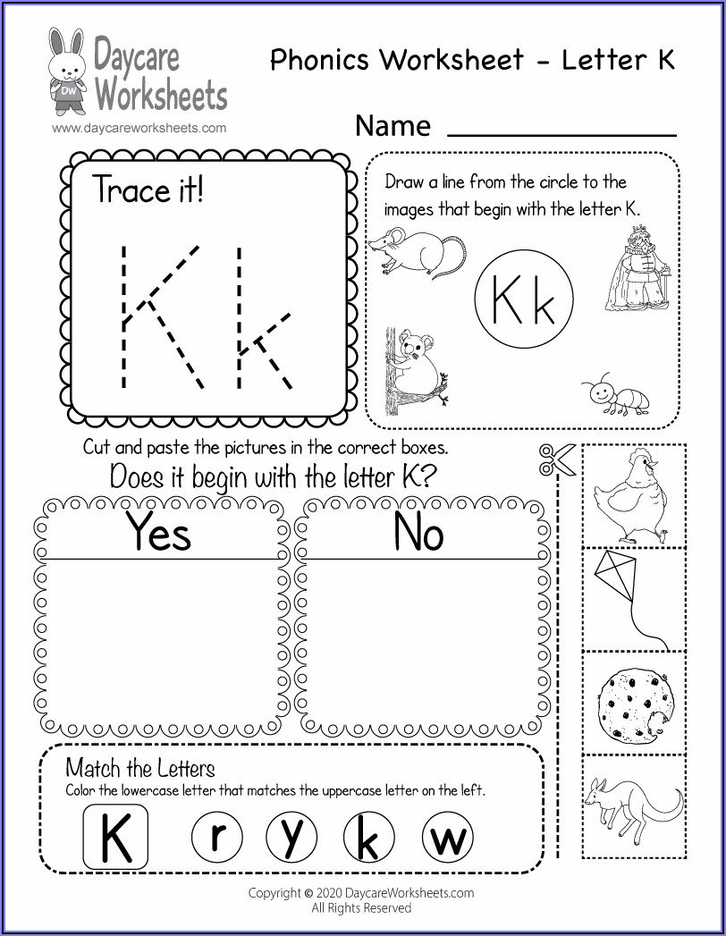 Preschool Worksheet Letter K