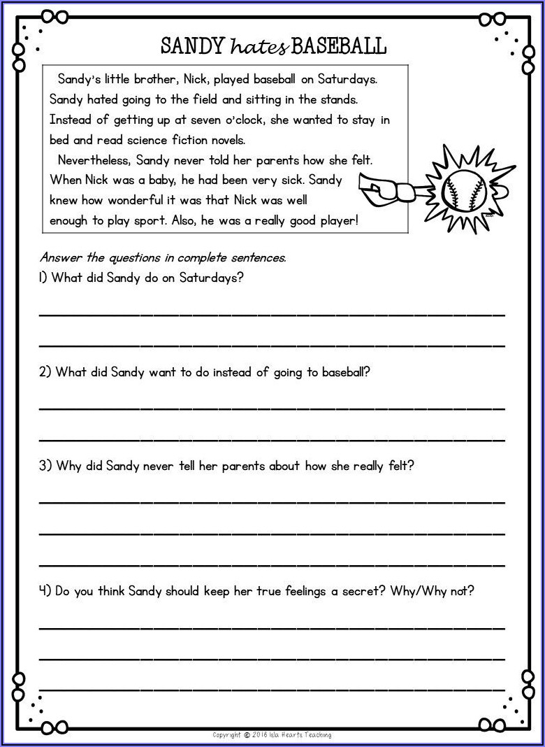 Reading Comprehension Worksheets For Dyslexia