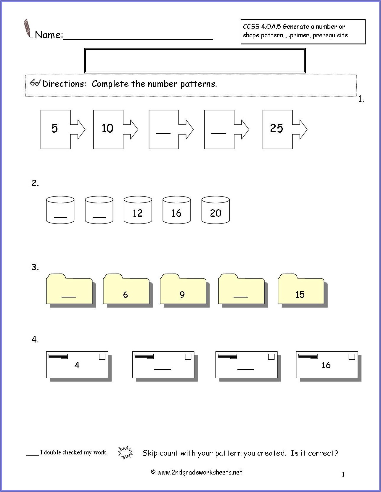 Shape Pattern Worksheets 4th Grade