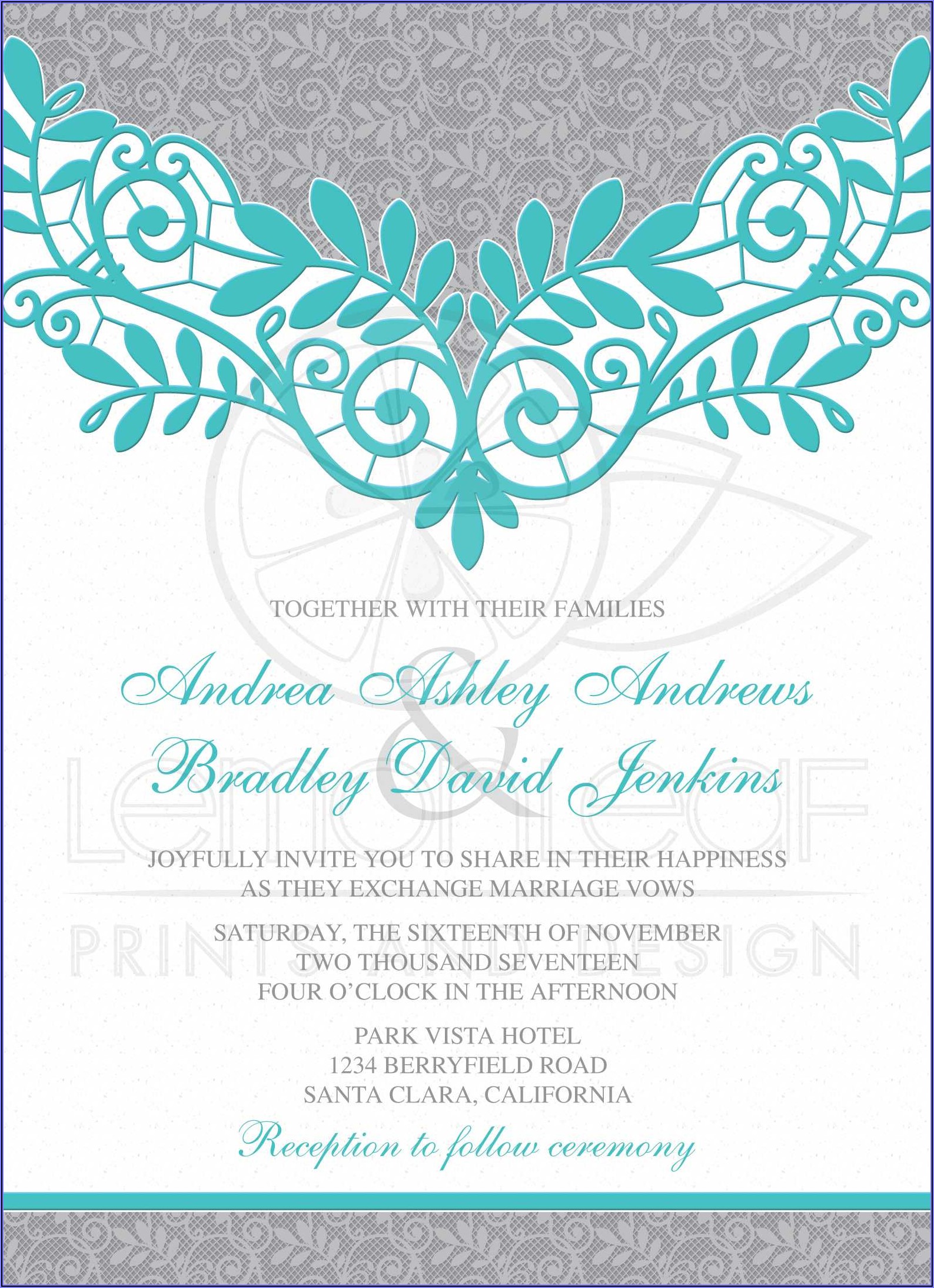Turquoise Blue Wedding Invitation Background