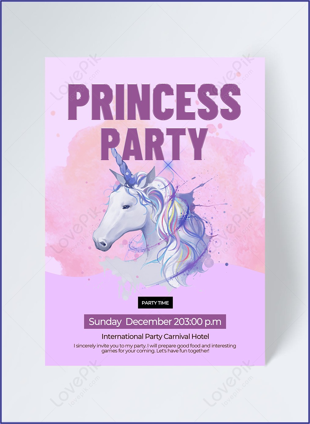 Unicorn Party Invitation Free Download