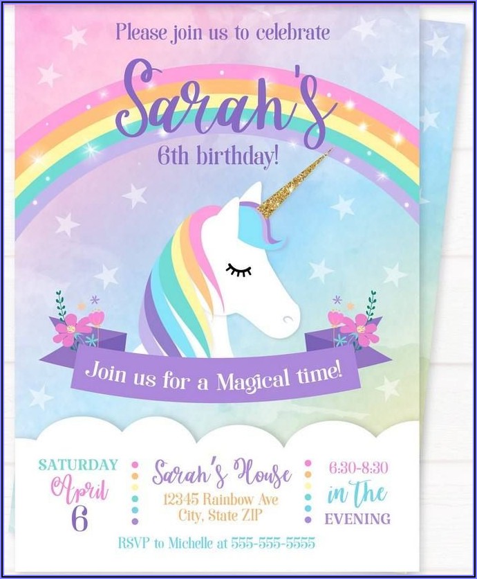 Unicorn Party Invitation Free Printable