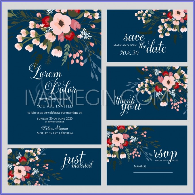 Wedding Invitation Card Blue Background Design