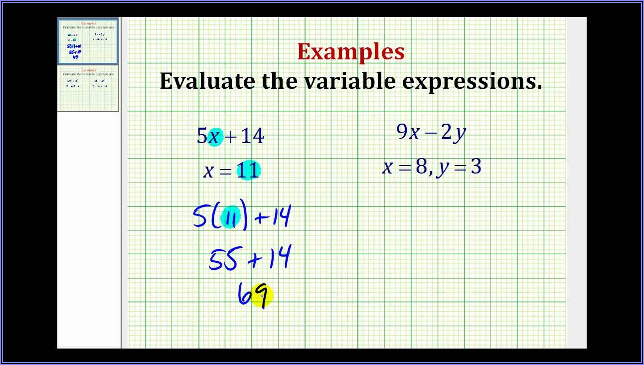 Worksheets Evaluating Algebraic Expressions
