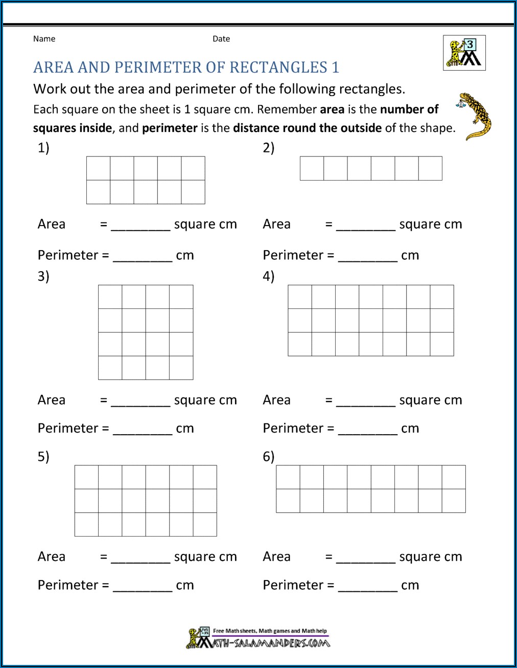 2nd Grade Area And Perimeter Worksheets