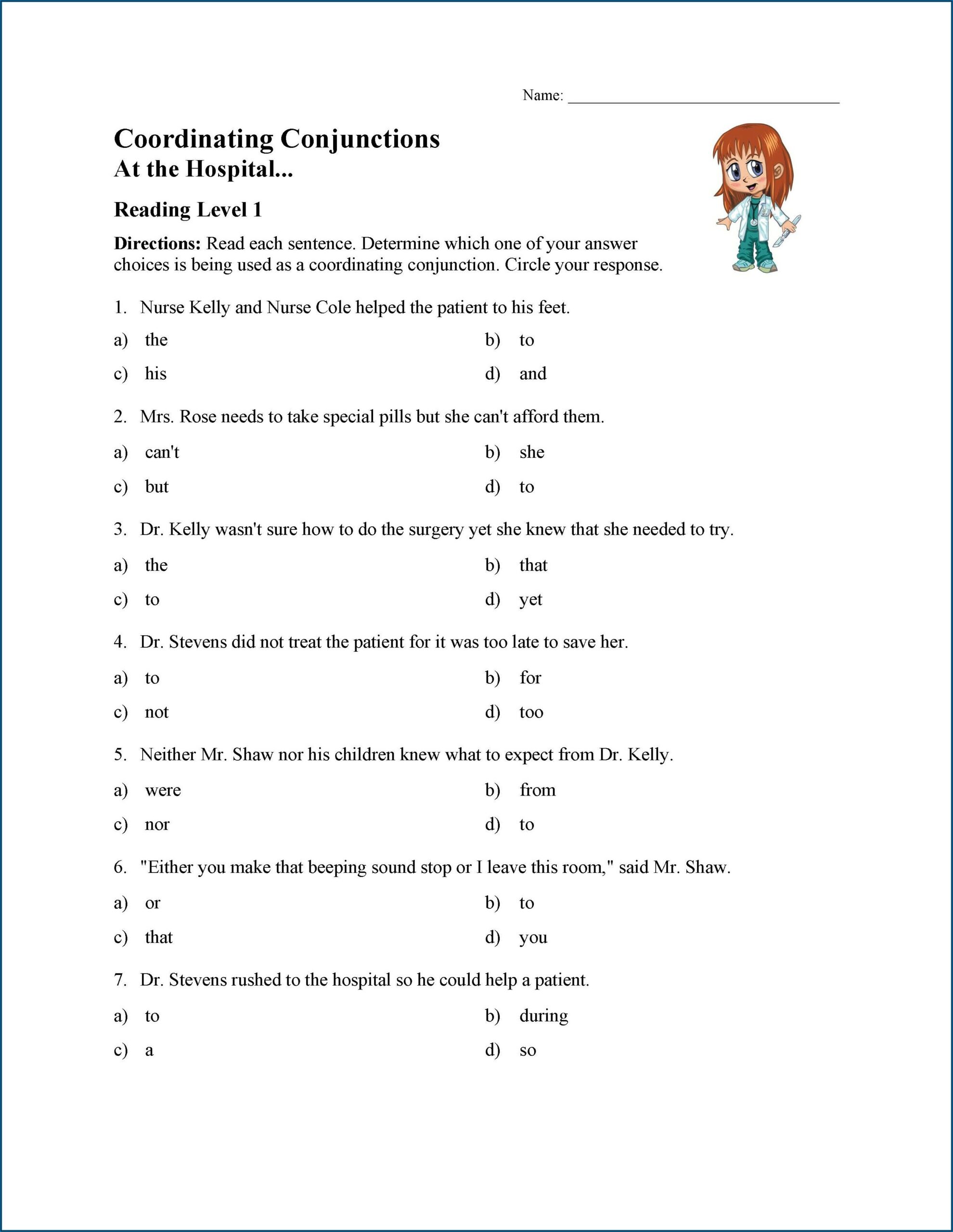 3rd Grade Conjunctions Worksheets