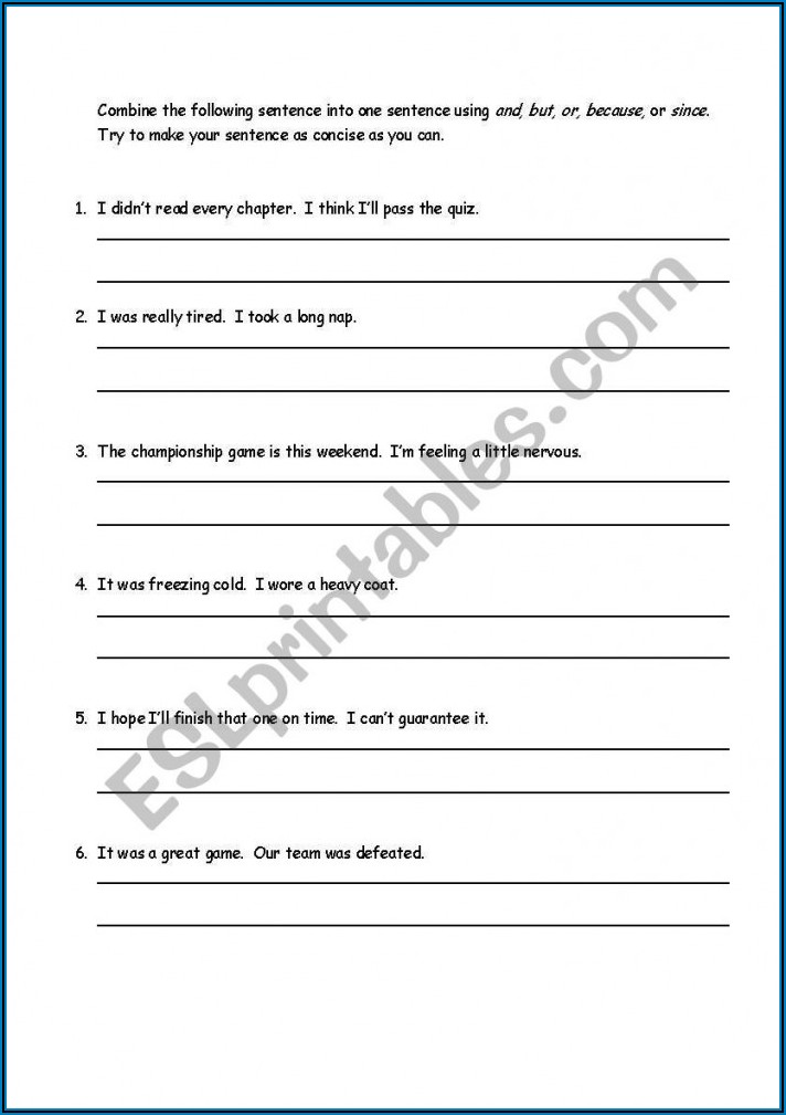 3rd Grade Coordinating Conjunctions Worksheet