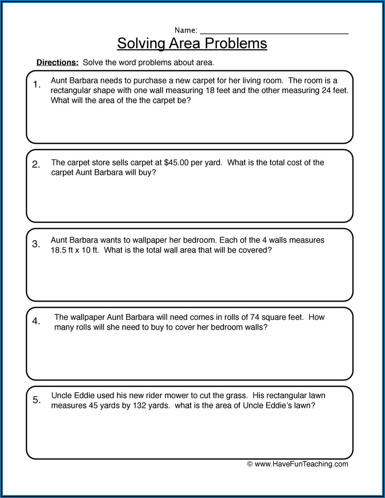 5th Grade Math Worksheets Word Problems