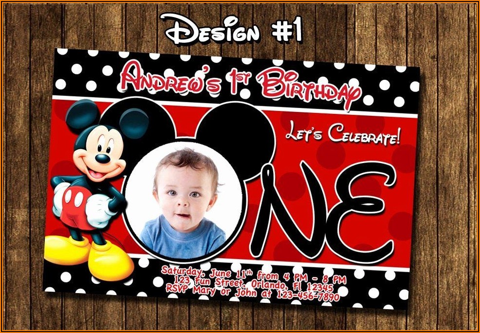 Baby Mickey Mouse First Birthday Invitations