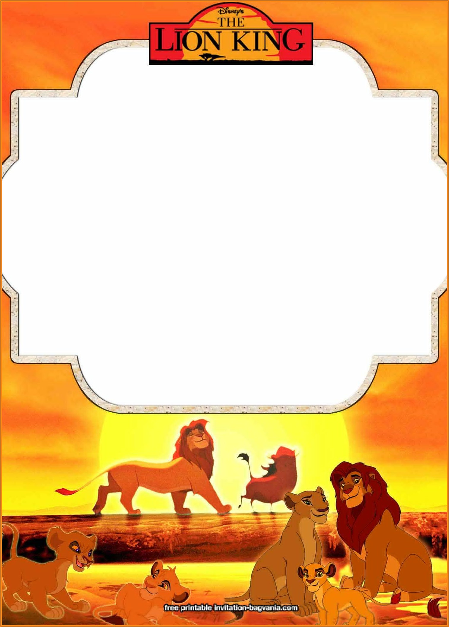Blank Lion King Invitation Template Free