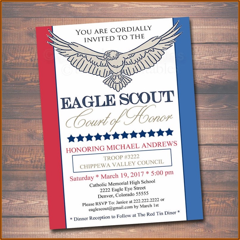 Boy Scout Eagle Court Of Honor Invitations