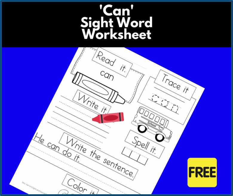 Can Sight Word Worksheet Free