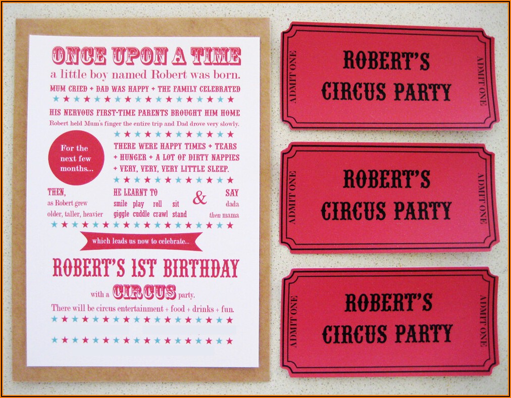 Circus First Birthday Invitations