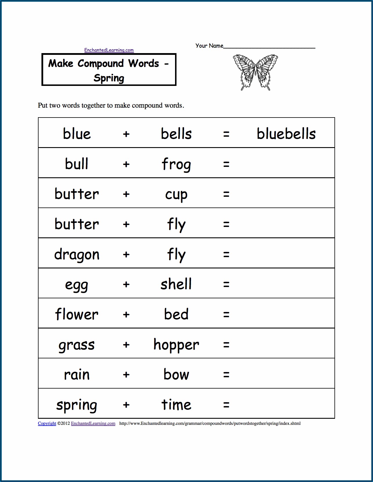 Compound Word Worksheets Grade 4 With Answers