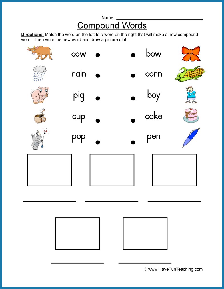 Compound Words Picture Worksheets For Kindergarten
