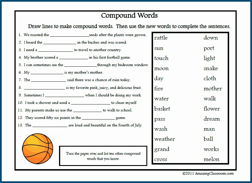 Compound Words Worksheets With Answers Pdf