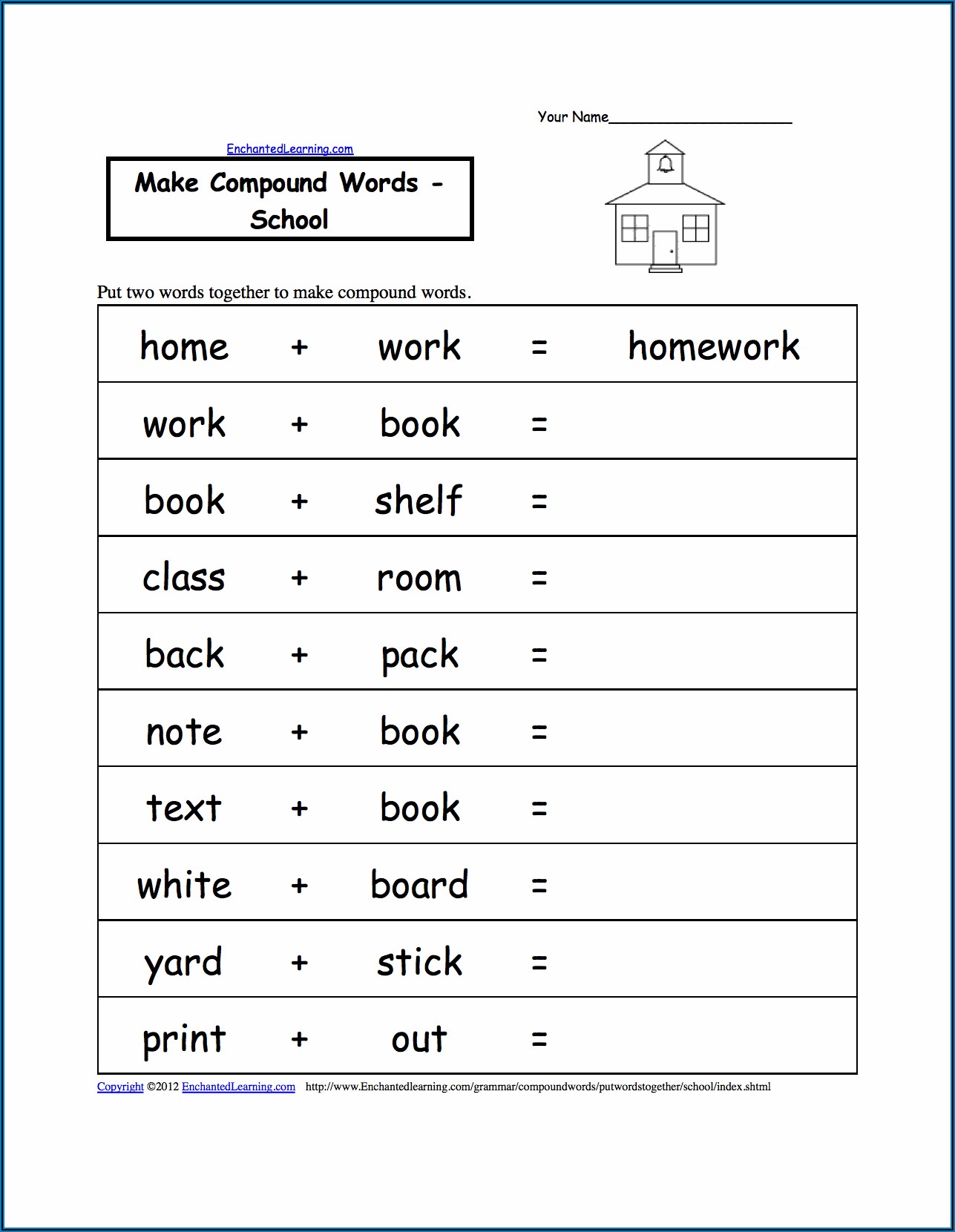 Compound Words Worksheets With Answers