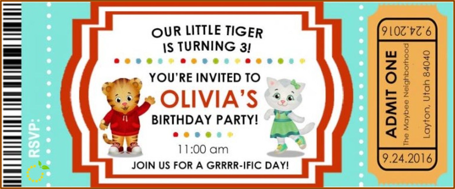 Daniel Tiger Birthday Invitations