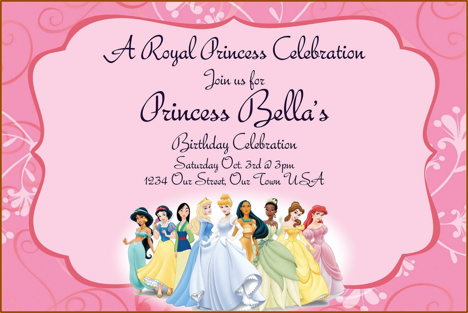 Disney Princesses Online Birthday Invitations Downloads