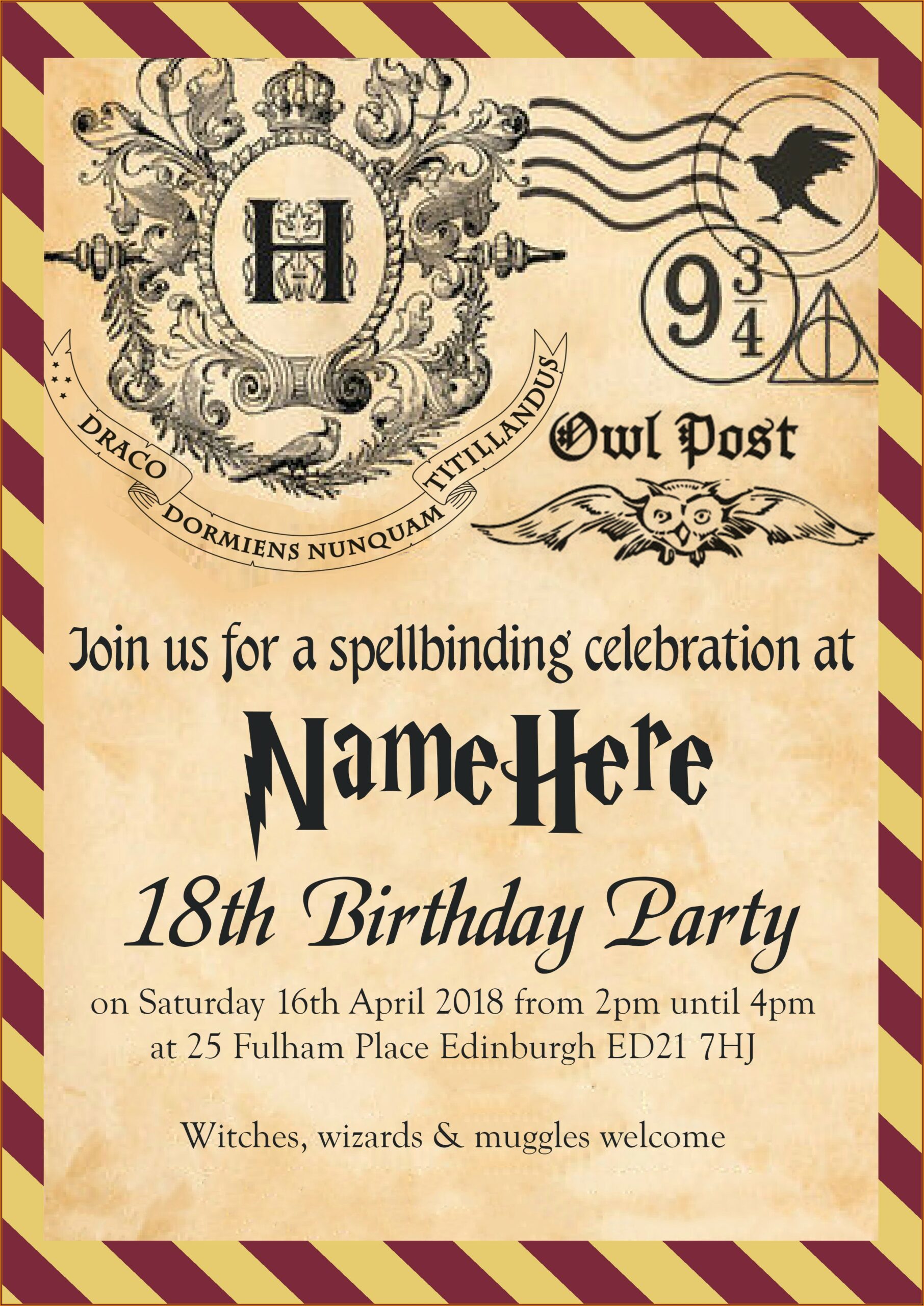 Downloadable Harry Potter Birthday Invitation Template