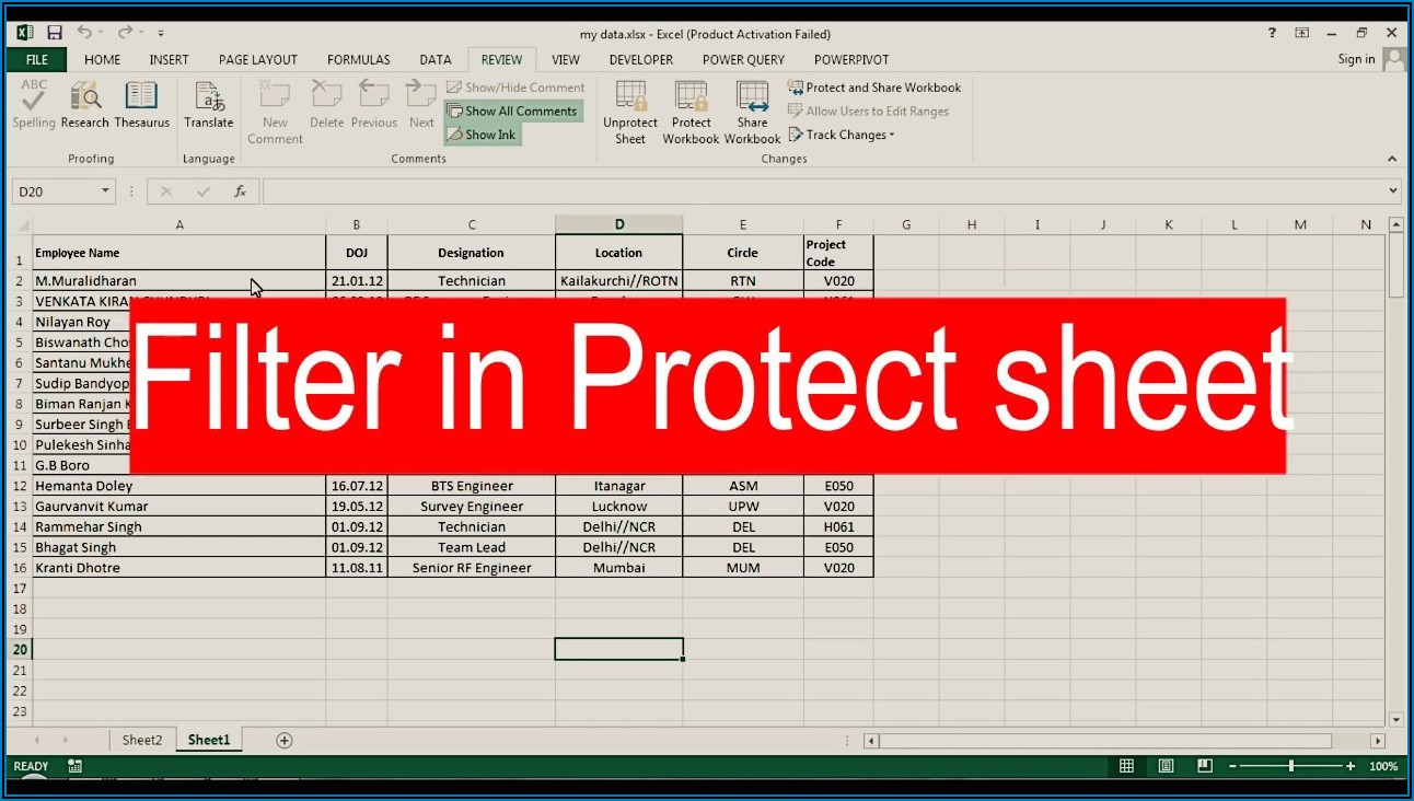 Excel Vba Protect Sheet With Password Allow Autofilter