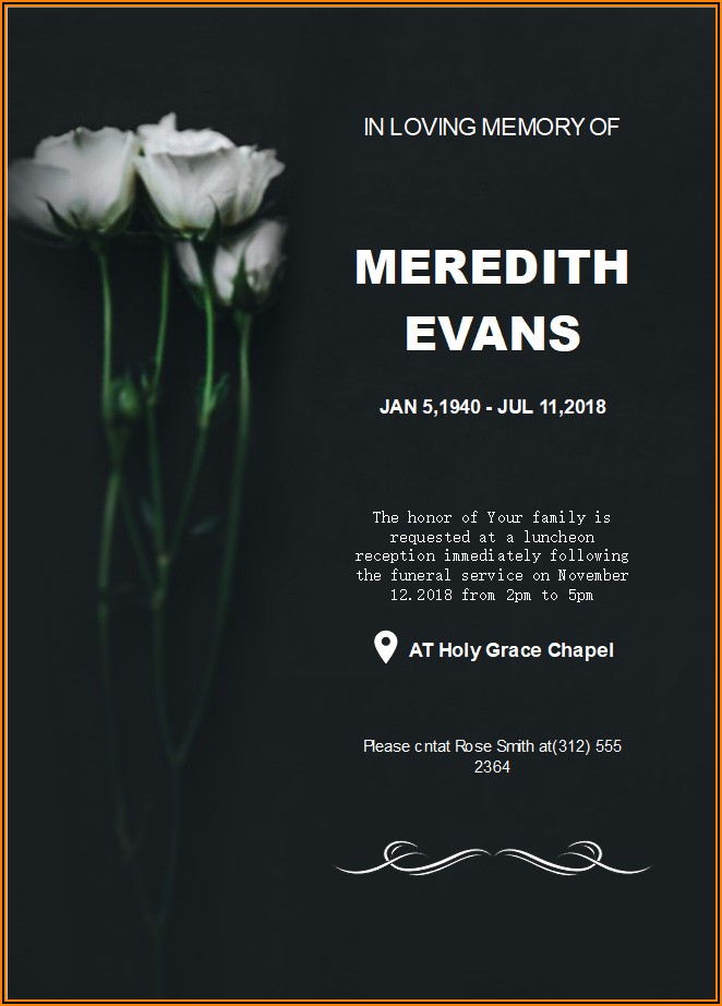Free Funeral Invitation Template Word