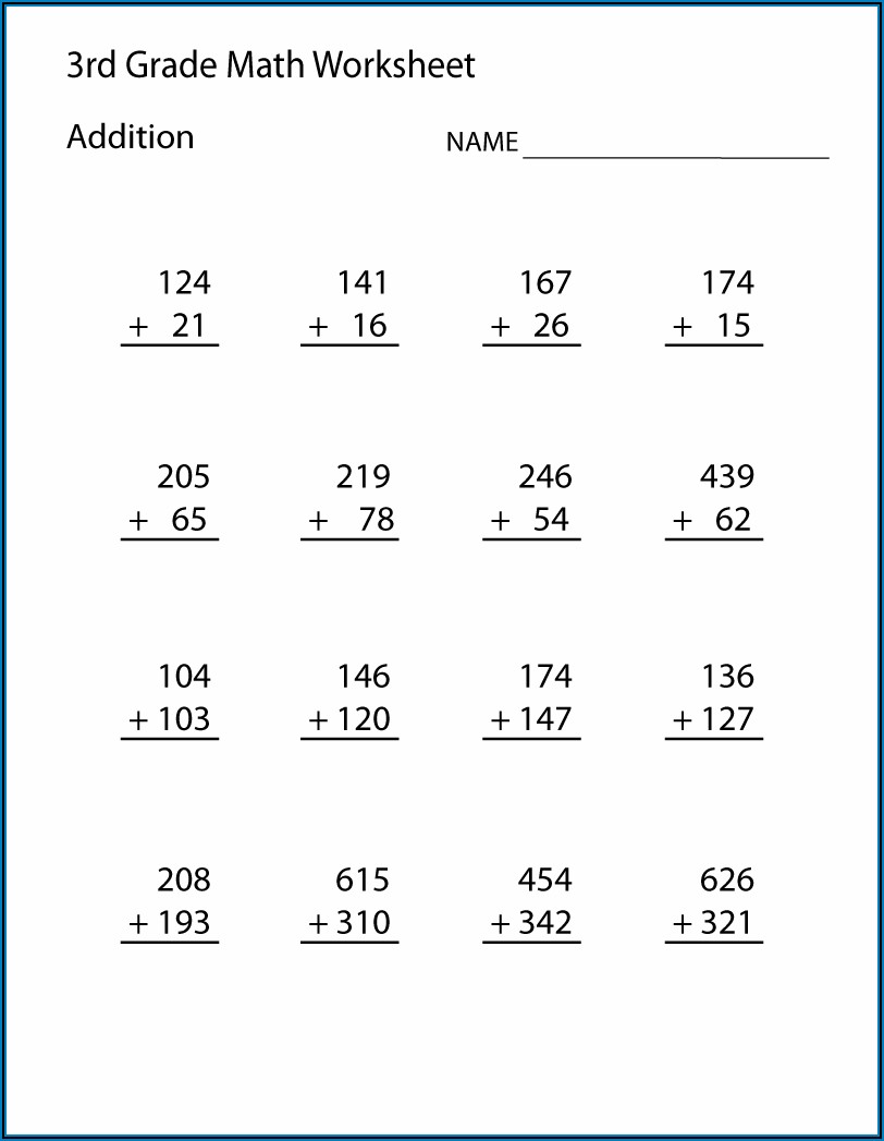Free Printable Math Worksheets For 3rd Grade Addition