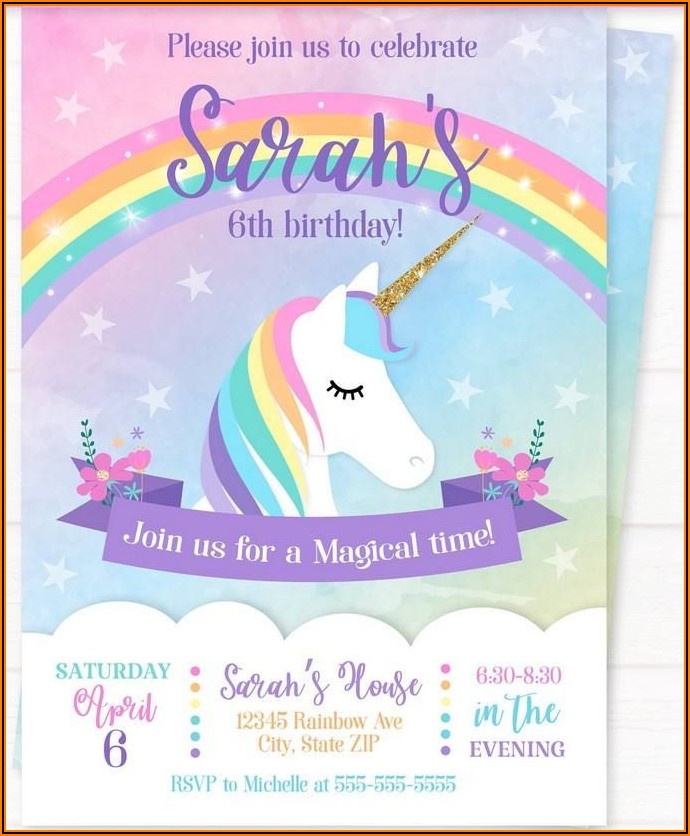 Free Unicorn Birthday Invitation Template