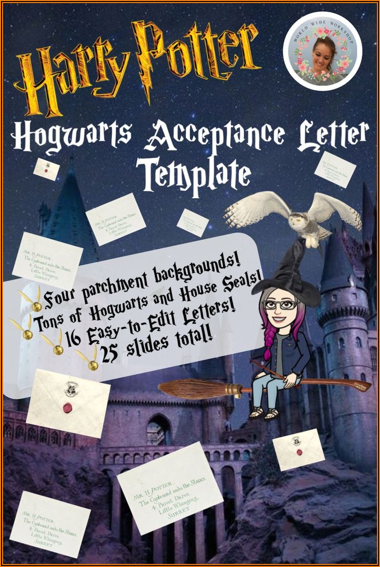 Harry Potter Acceptance Letter To Hogwarts Template