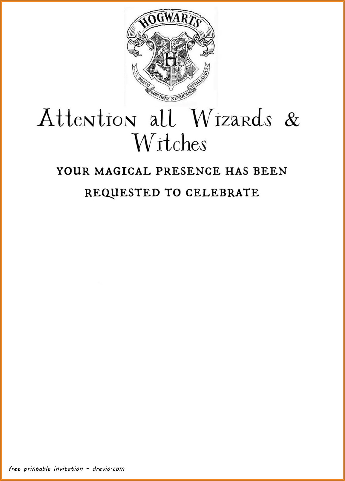 Harry Potter Birthday Invitation Template Download
