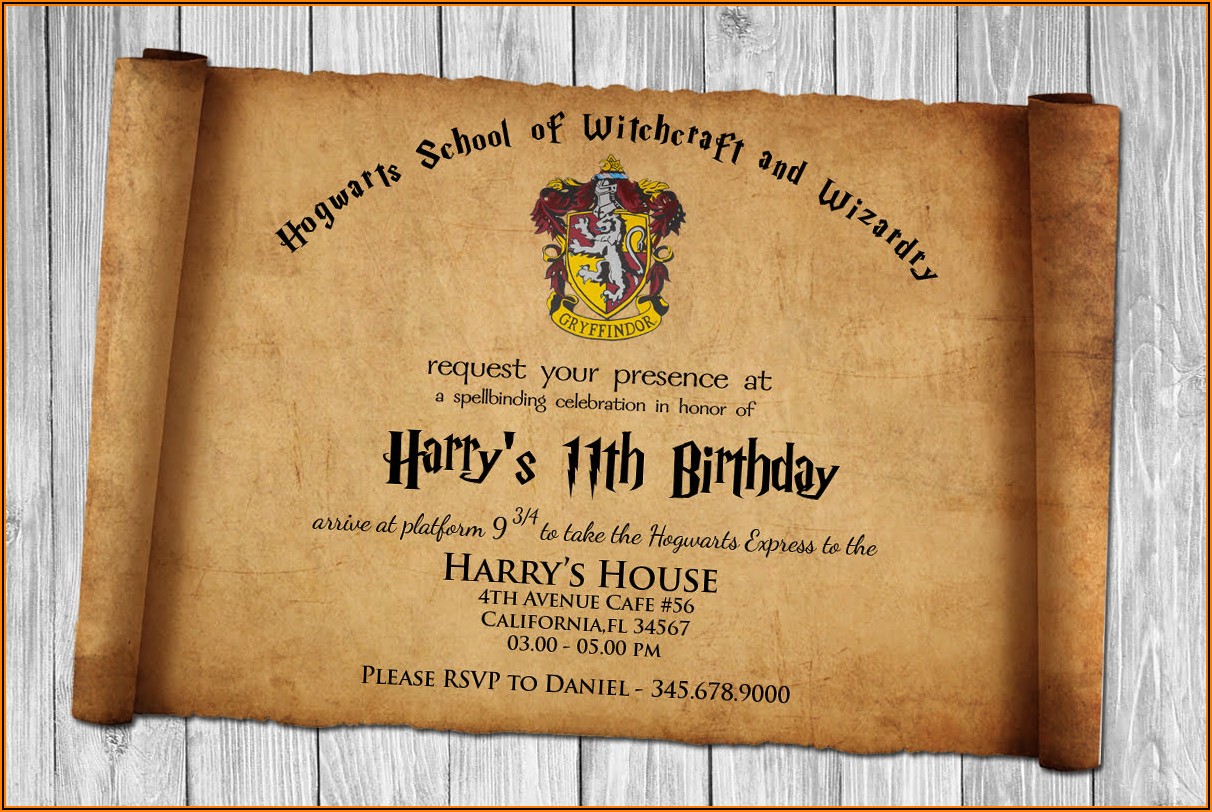 Harry Potter Birthday Invitation Template Free