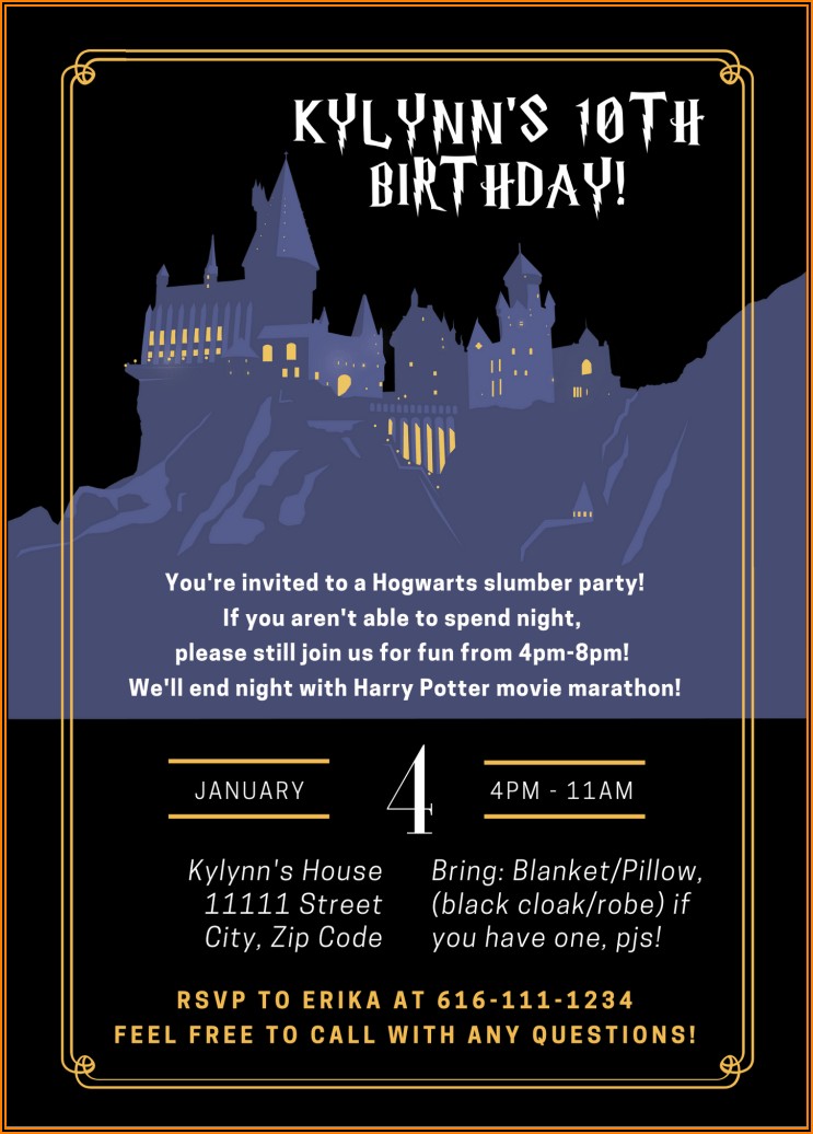 Harry Potter Party Invitation Template Free