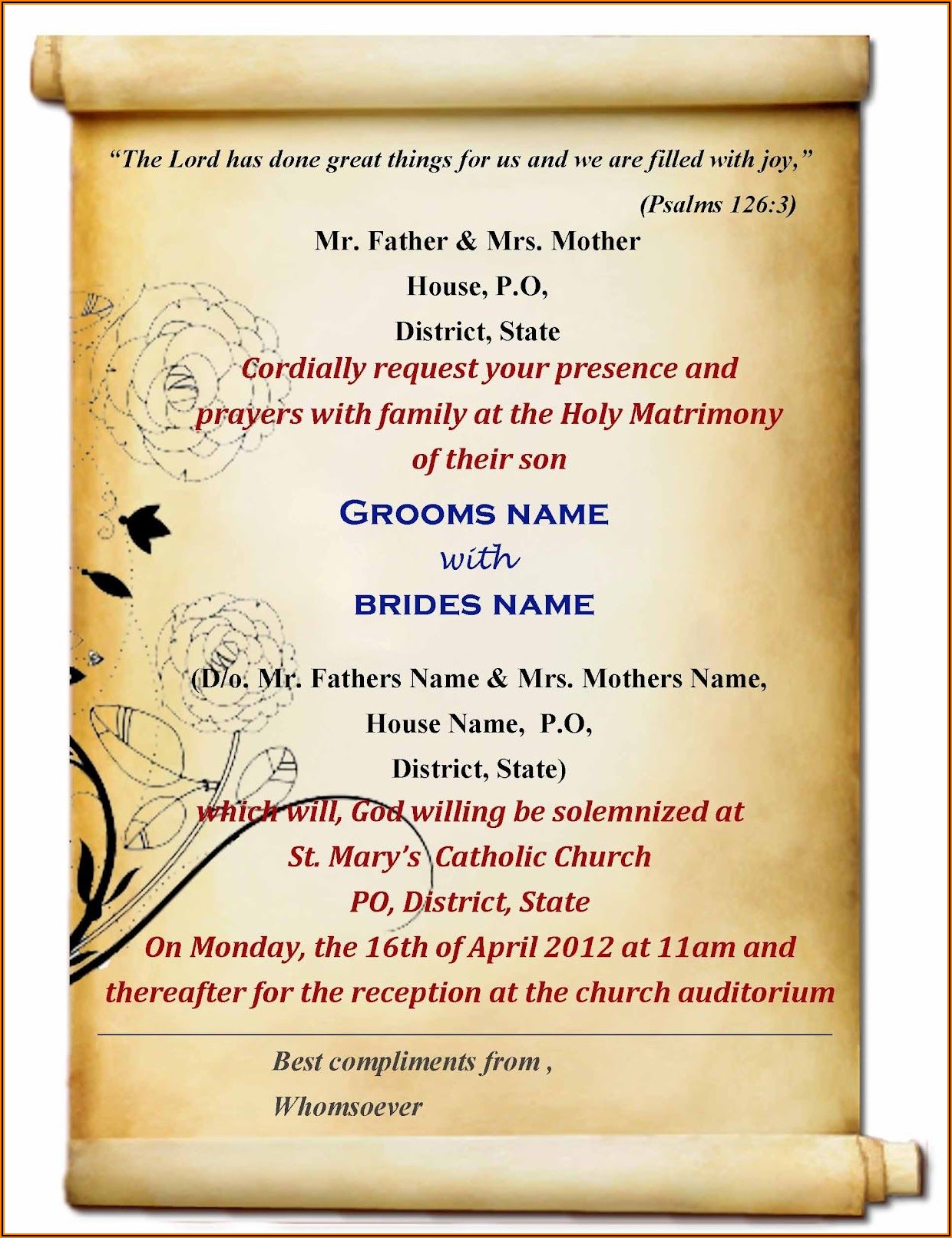 Hindu Wedding Invitation Card Template Editable