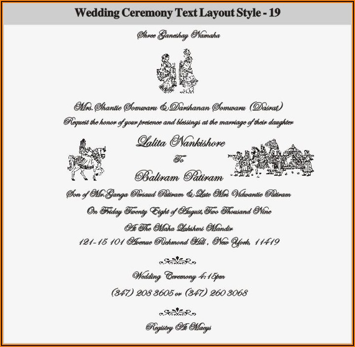 Hindu Wedding Invitation Wording In English Sample