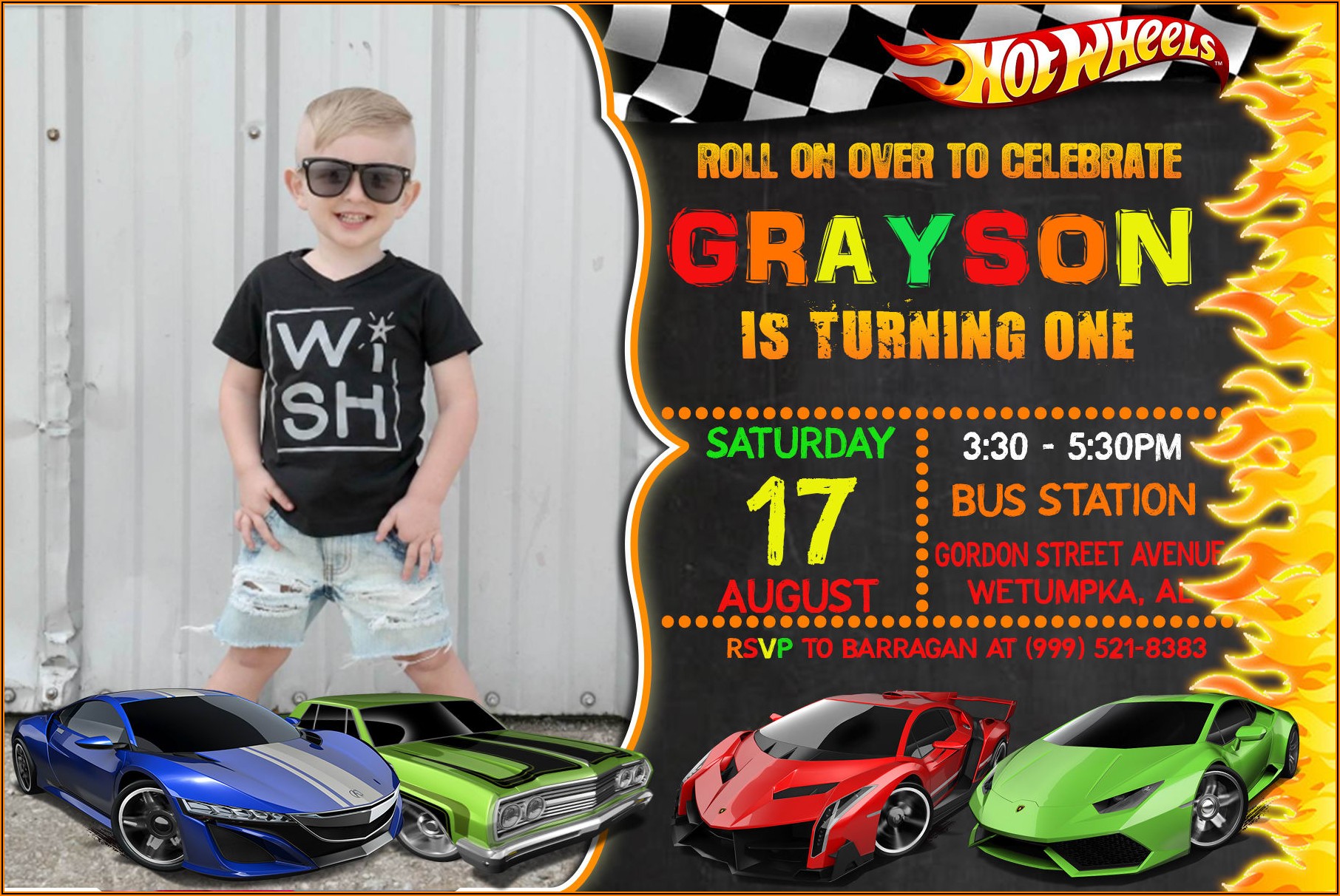 Hot Wheels Theme Birthday Invitation