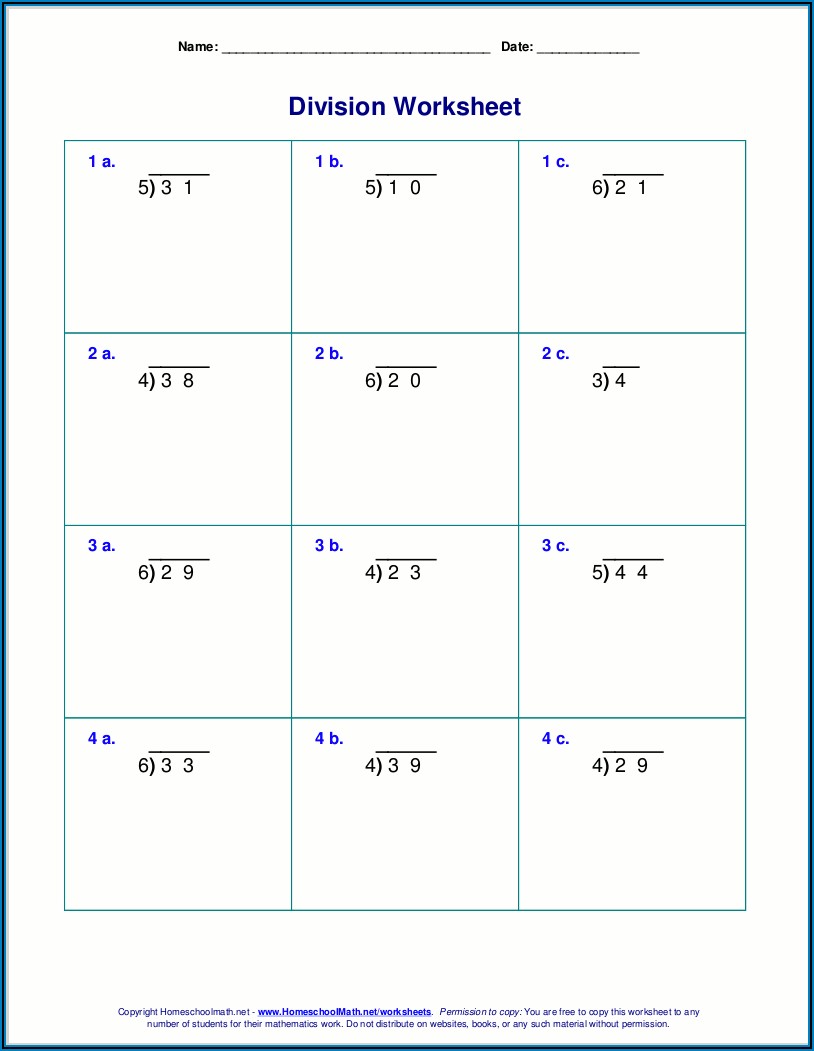 Long Division Worksheet Math In English