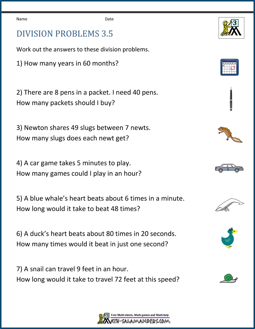 Math Worksheets For Grade 2 Division Word Problems