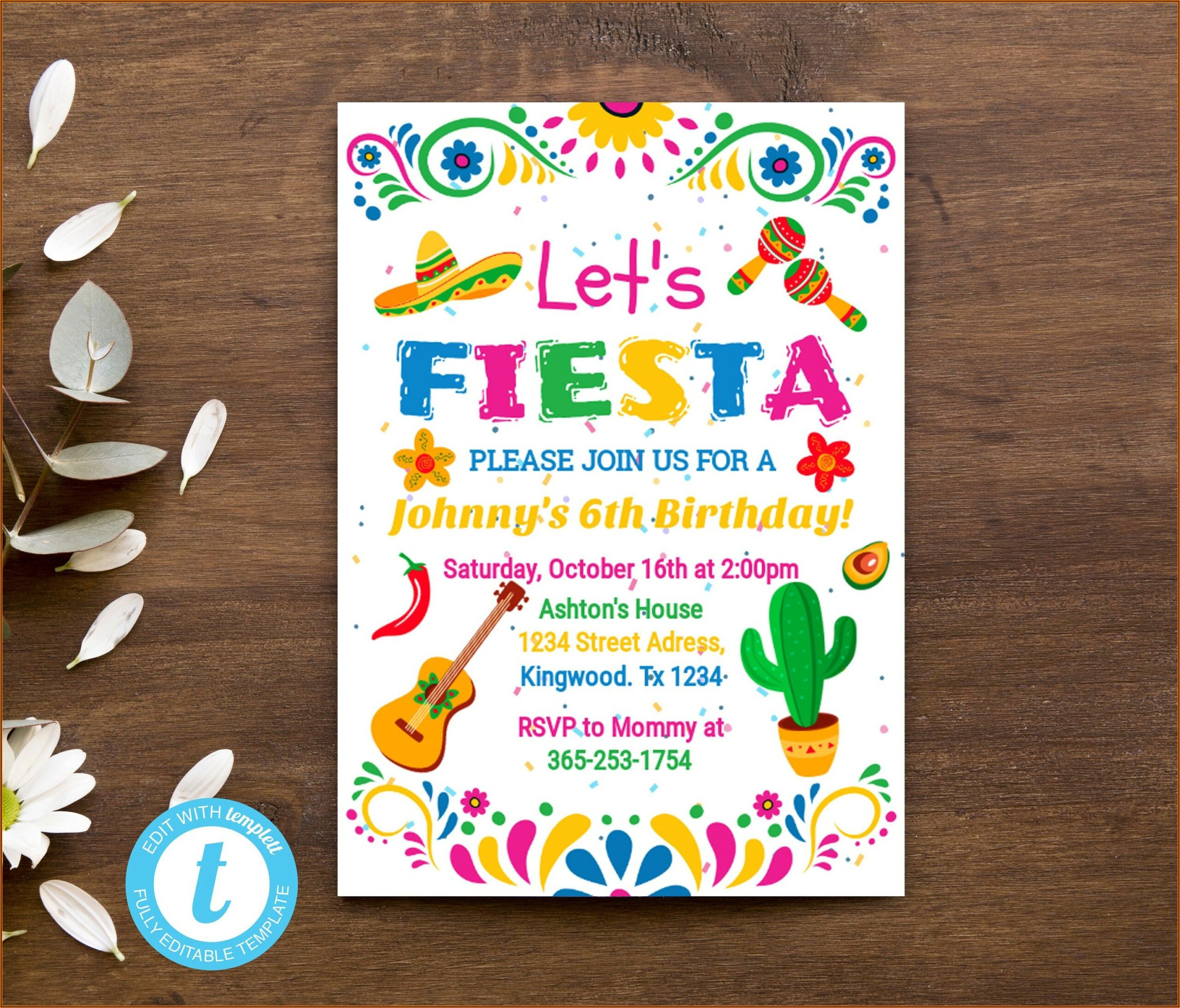 Mexican Fiesta Birthday Invitation Template